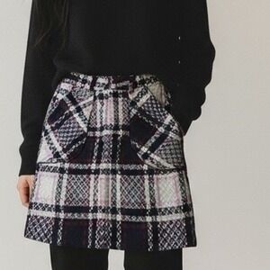 Plaid Tweed Mini Skirt Cubic Experimental Fashion London – Women's